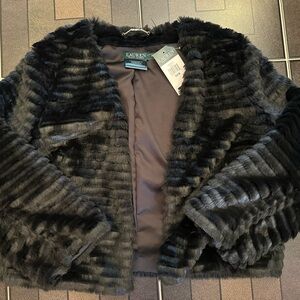 Ralph Lauren Black Faux Fur Teddy Jacket